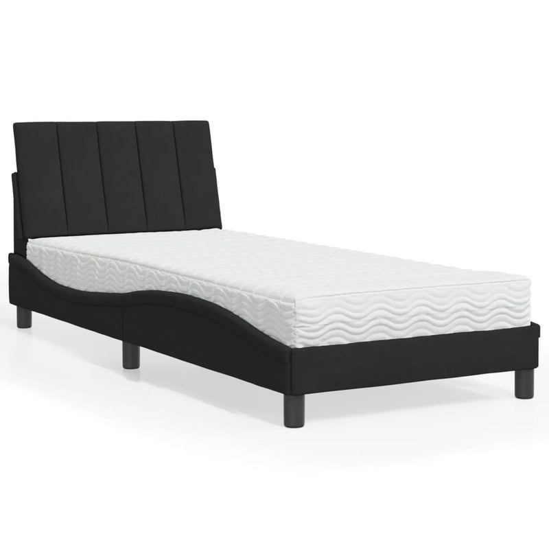 Bett mit Matratze Schwarz 80x200 cm Samt