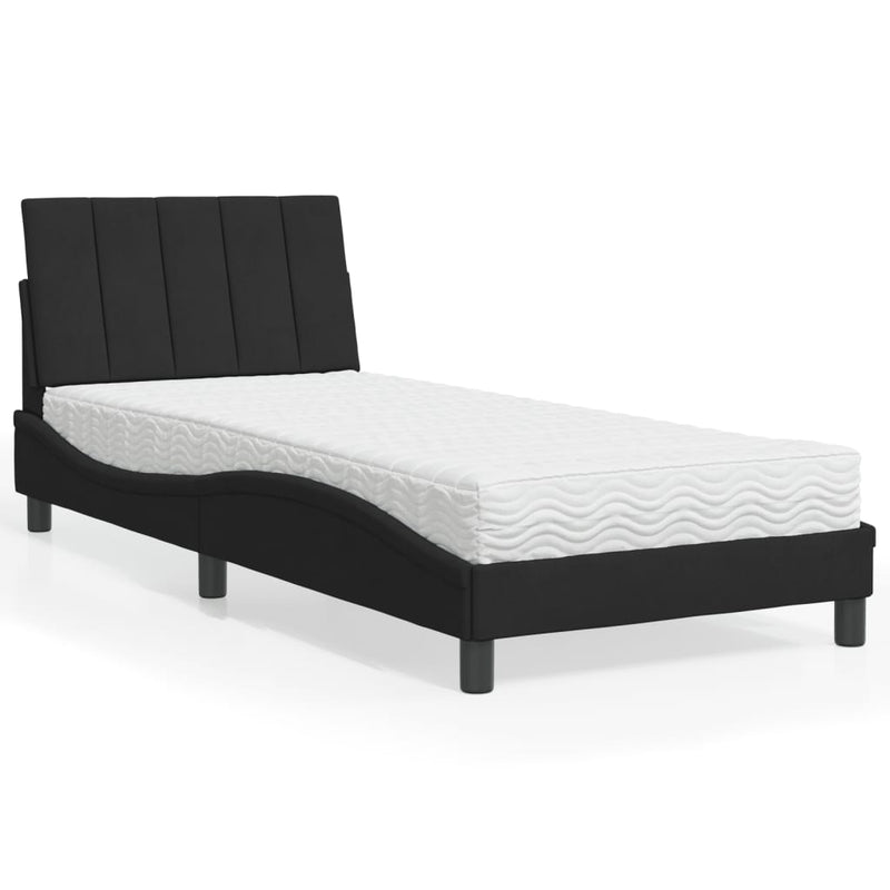 Bett mit Matratze Schwarz 90x190 cm Samt