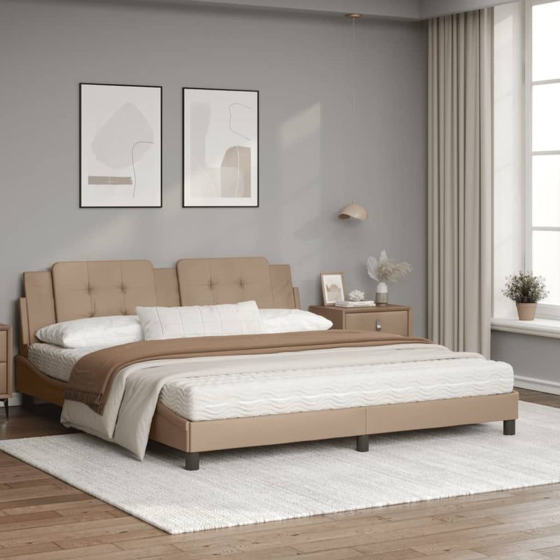 Bett mit Matratze Cappuccino-Braun 180x200 cm Kunstleder