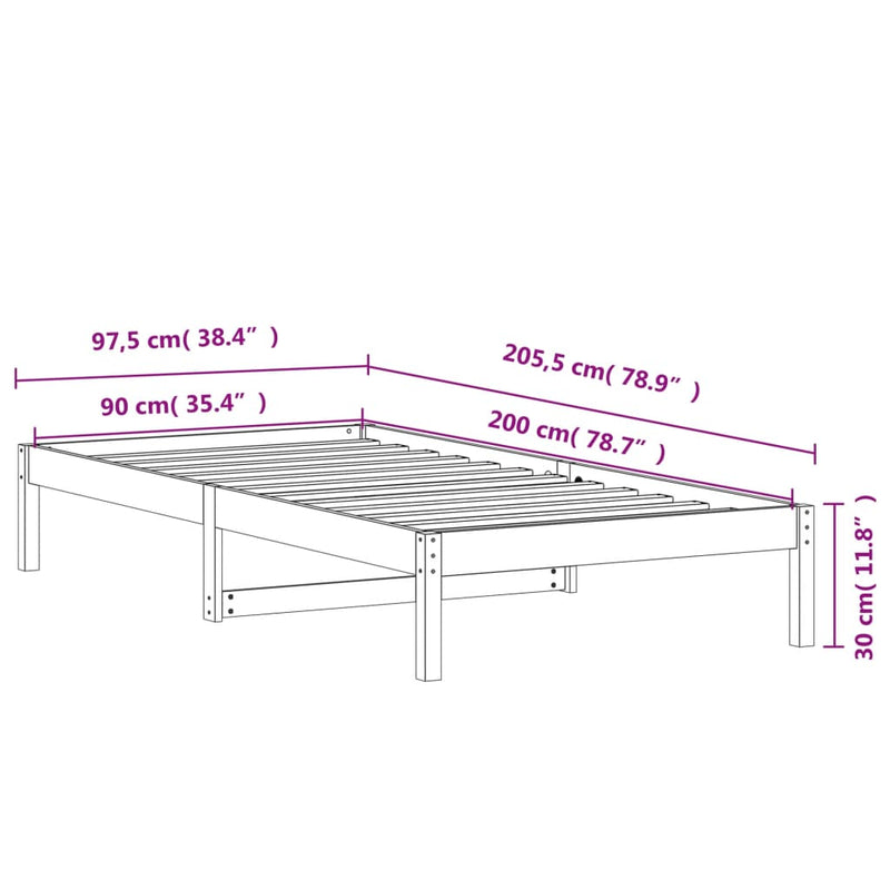 Tagesbett Wachsbraun 90x200 cm Massivholz Kiefer