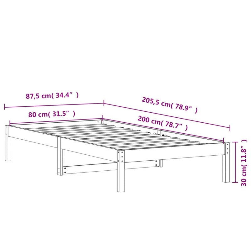Tagesbett Wachsbraun 80x200 cm Massivholz Kiefer