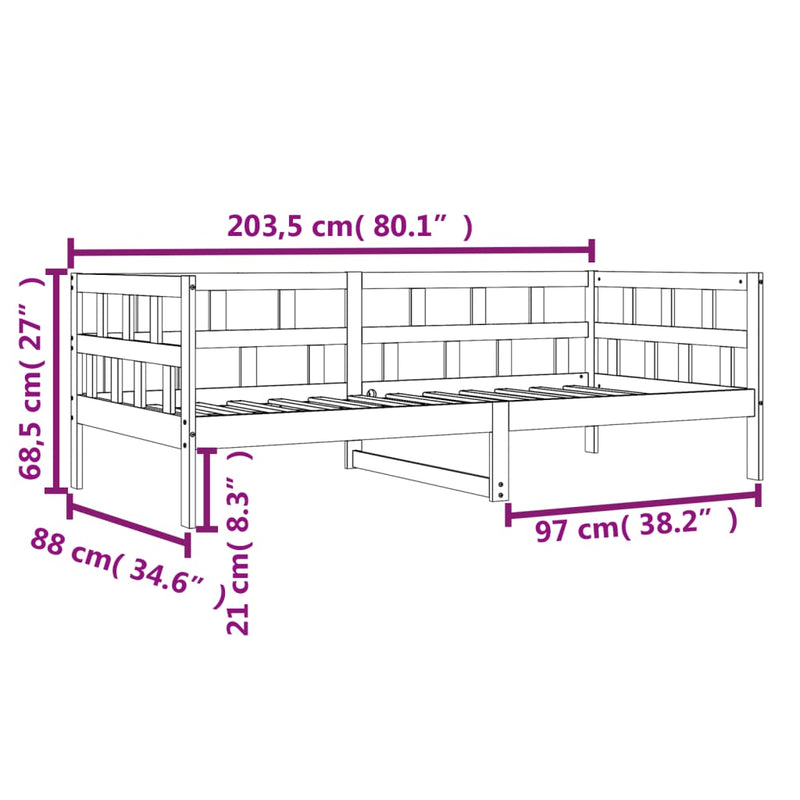 Tagesbett Wachsbraun 80x200 cm Massivholz Kiefer