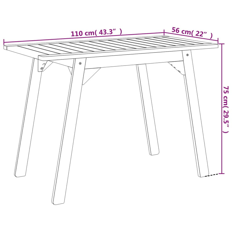 Garten-Esstisch 110x56x75 cm Massivholz Akazie