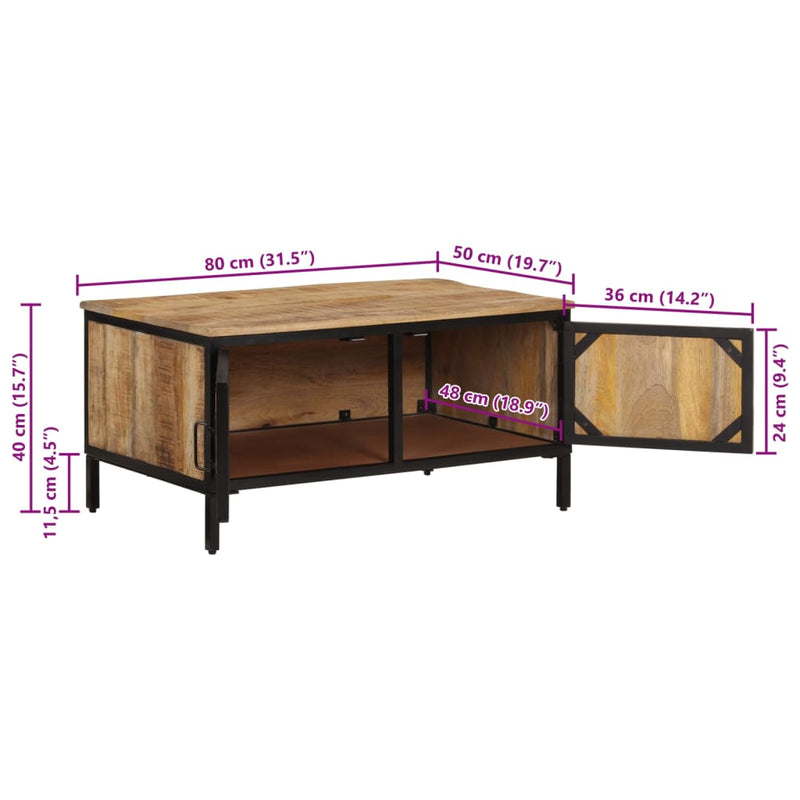 Couchtisch 80x50x40 cm Raues Massivholz Mango