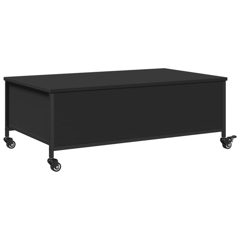 Couchtisch mit Rollen Schwarz 91x55x34 cm Holzwerkstoff