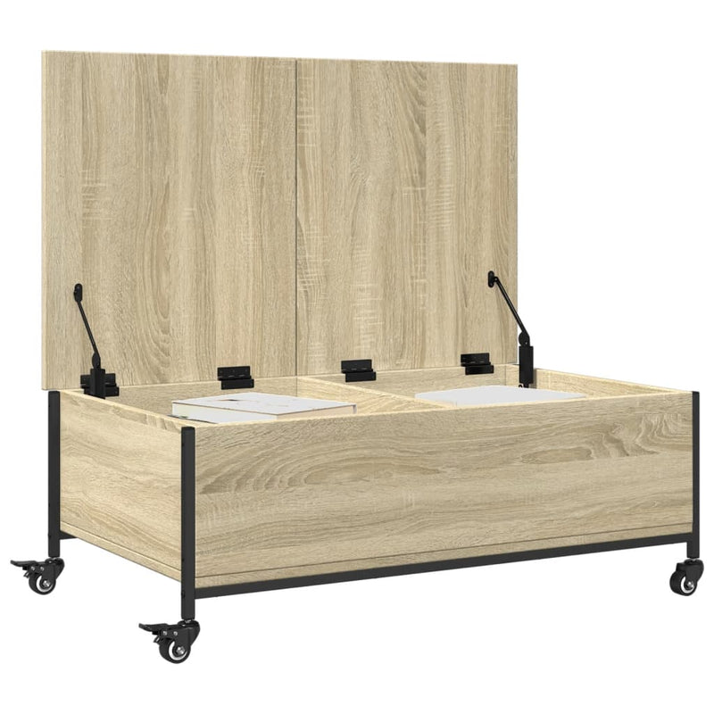 Couchtisch mit Rollen Sonoma-Eiche 91x55x34 cm Holzwerkstoff