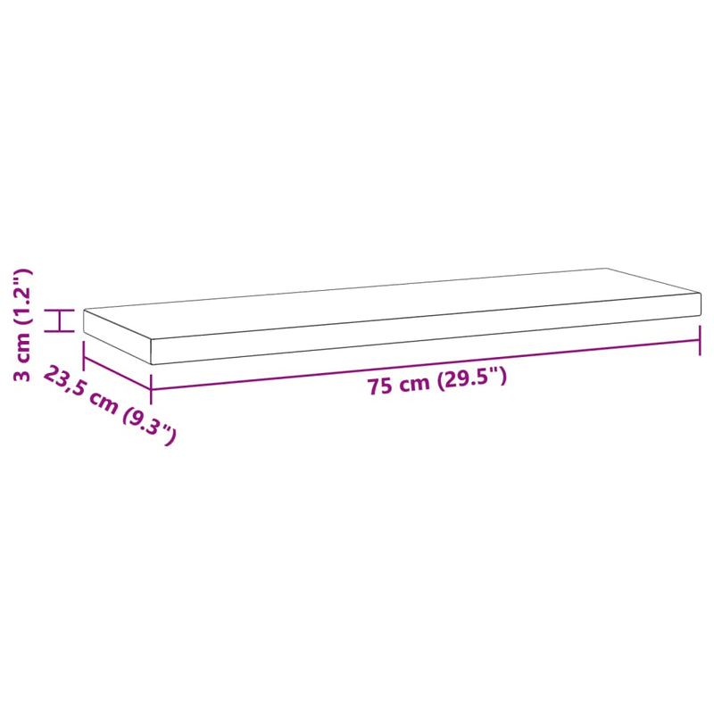 Wandregale 2 Stk. 75x23,5x3 cm Silbern Edelstahl