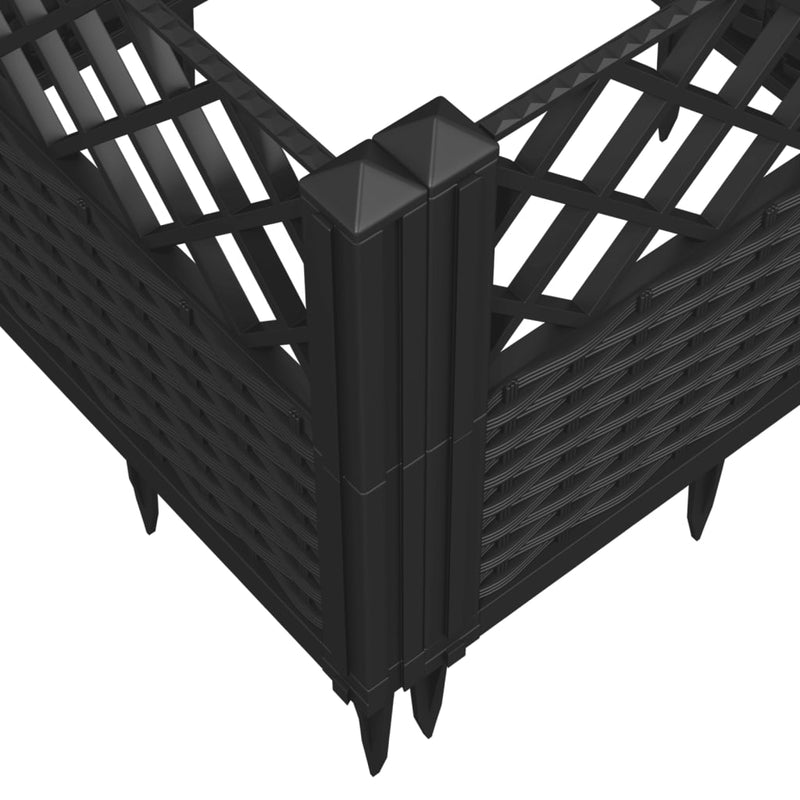 Pflanzkasten mit Erdspießen Schwarz 123,5x43,5x43,5 cm PP