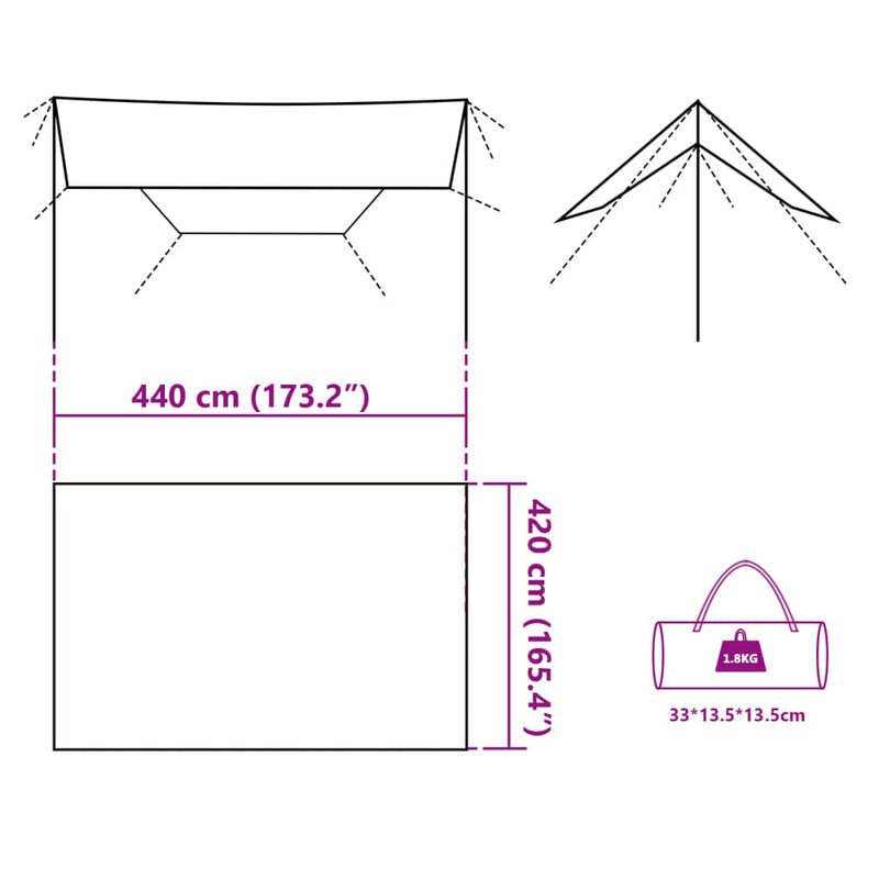 Tarp Grün 420x440 cm Wasserdicht