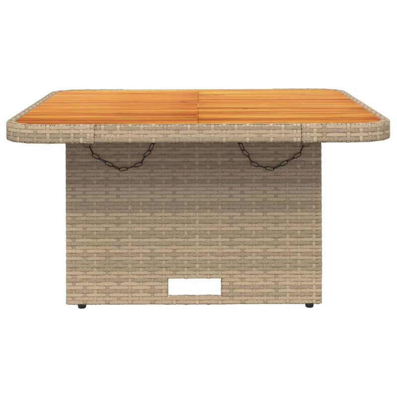 Gartentisch Beige 80x80x71 cm Poly Rattan und Akazienholz