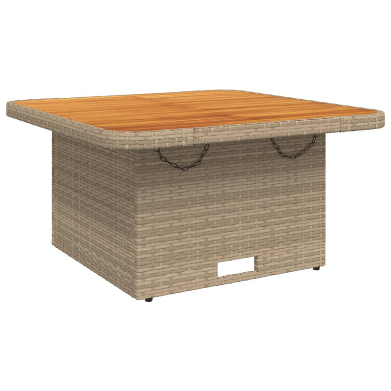 Gartentisch Beige 80x80x71 cm Poly Rattan und Akazienholz