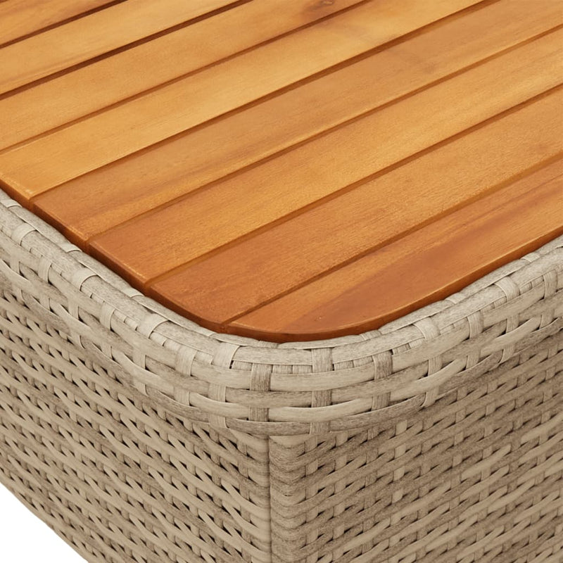 Gartentisch Beige 80x80x71 cm Poly Rattan und Akazienholz