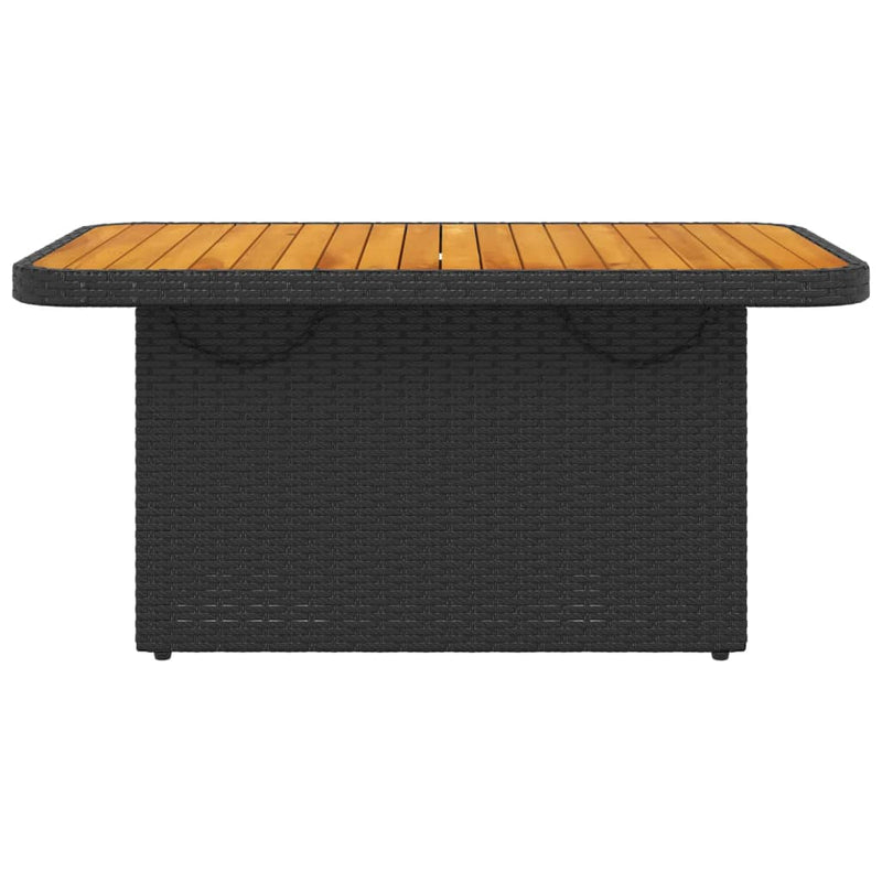 Gartentisch Schwarz 90x55x71 cm Poly Rattan und Akazienholz