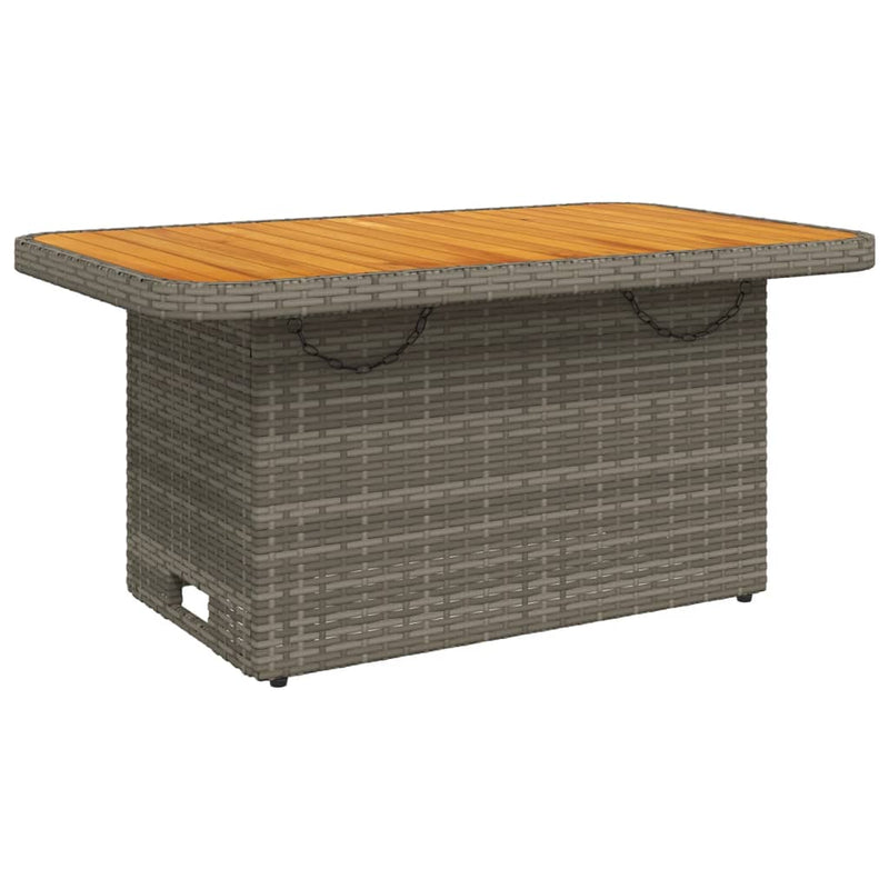 Gartentisch Grau 90x55x71 cm Poly Rattan und Akazienholz