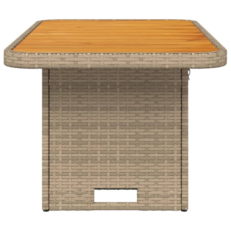 Gartentisch Beige 90x55x71 cm Poly Rattan und Akazienholz