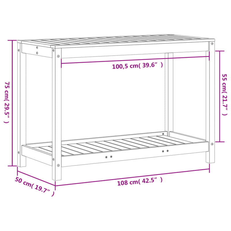 Pflanztisch mit Ablage 108x50x75 cm Massivholz Douglasie