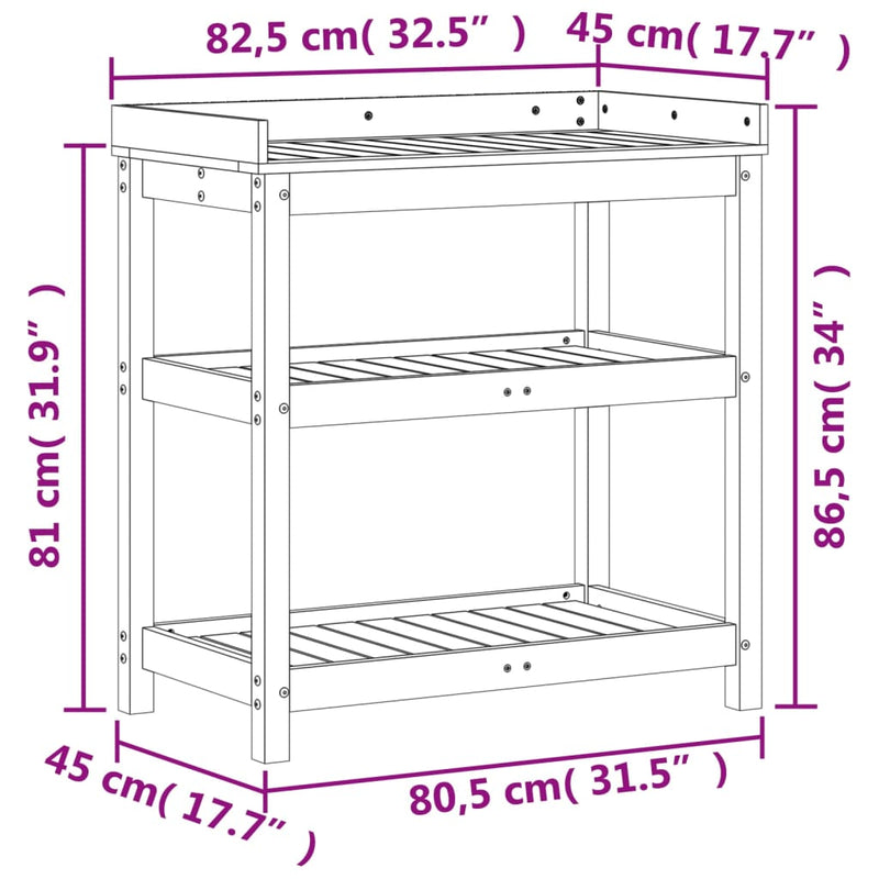 Pflanztisch Ablagen 82,5x45x86,5 cm Imprägniertes Kiefernholz