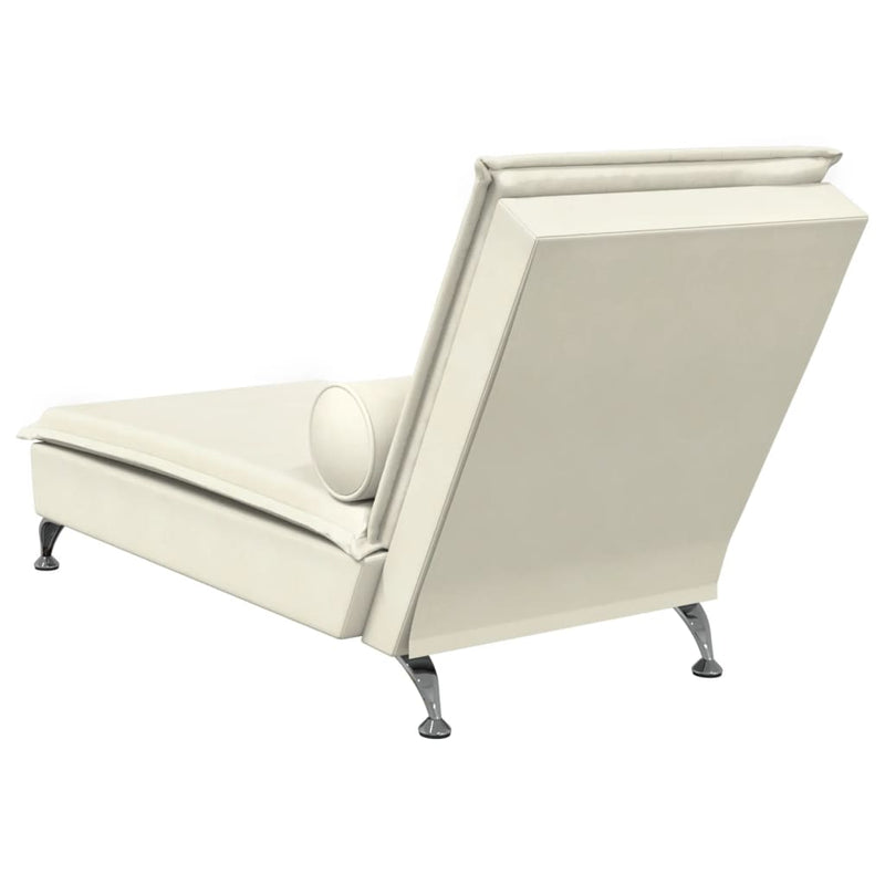 Massage-Chaiselongue mit Nackenrolle Creme Samt