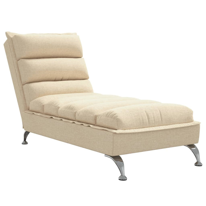 Chaiselongue mit Kissen Creme Stoff