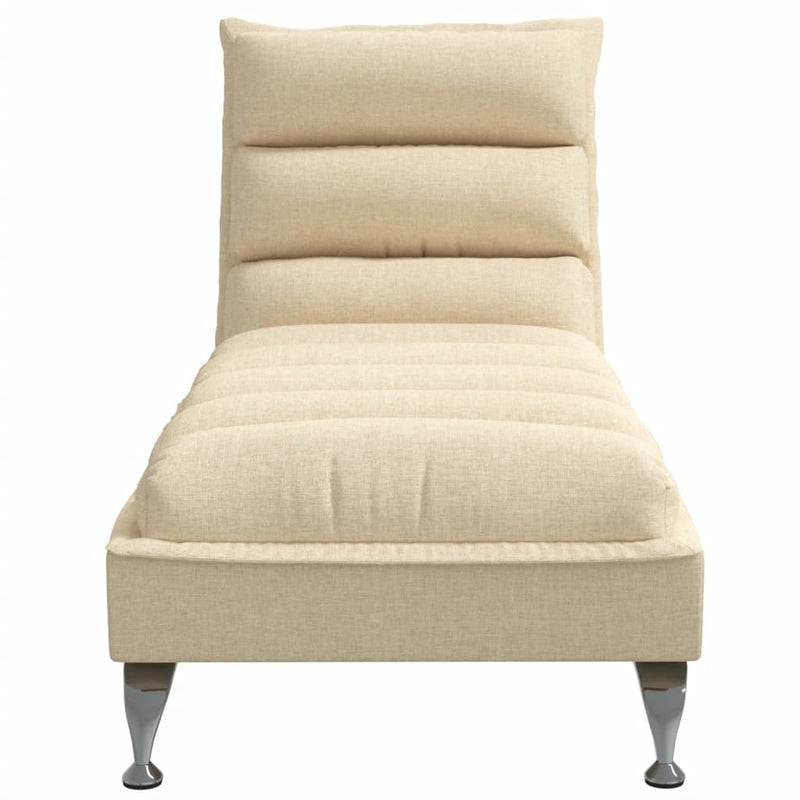 Chaiselongue mit Kissen Creme Stoff