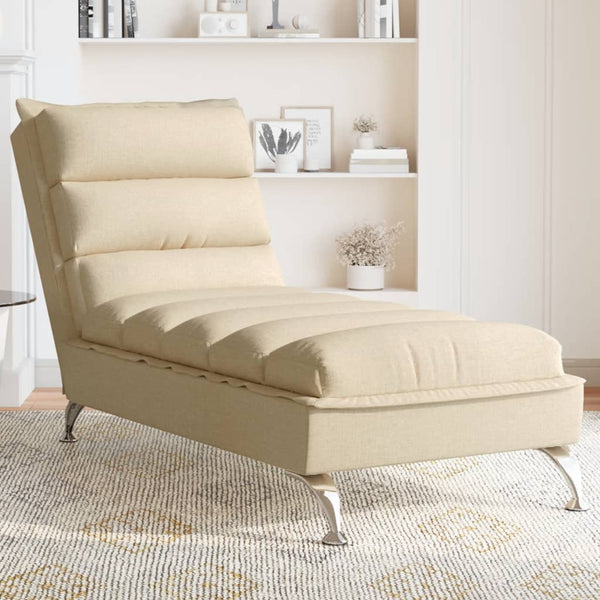 Chaiselongue mit Kissen Creme Stoff