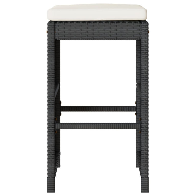 Garten-Barhocker mit Kissen 6 Stk. Schwarz Poly Rattan