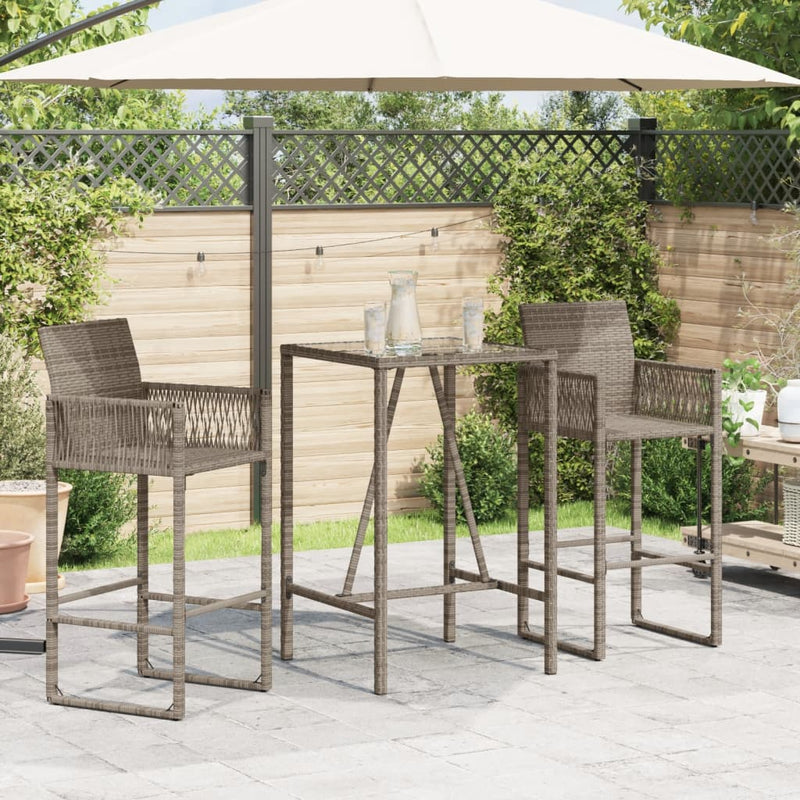 Garten-Bartisch Grau 70x70x110 cm Poly Rattan