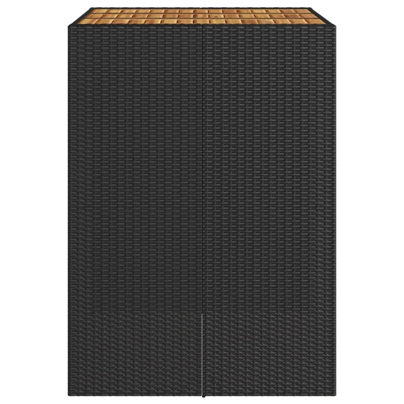 Gartentisch mit Holzplatte Schwarz 105x80x110 cm Poly Rattan