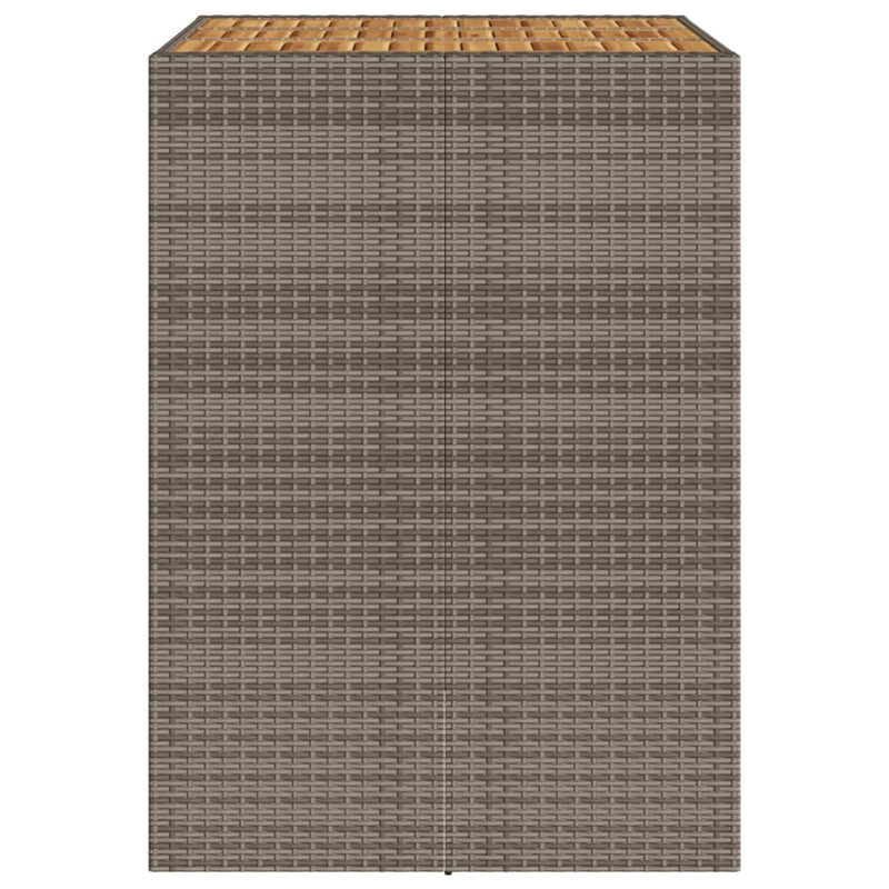 Gartentisch mit Holzplatte Grau 105x80x110 cm Poly Rattan