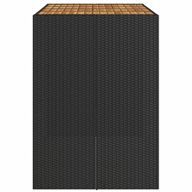 Gartentisch mit Holzplatte Schwarz 145x80x110 cm Poly Rattan