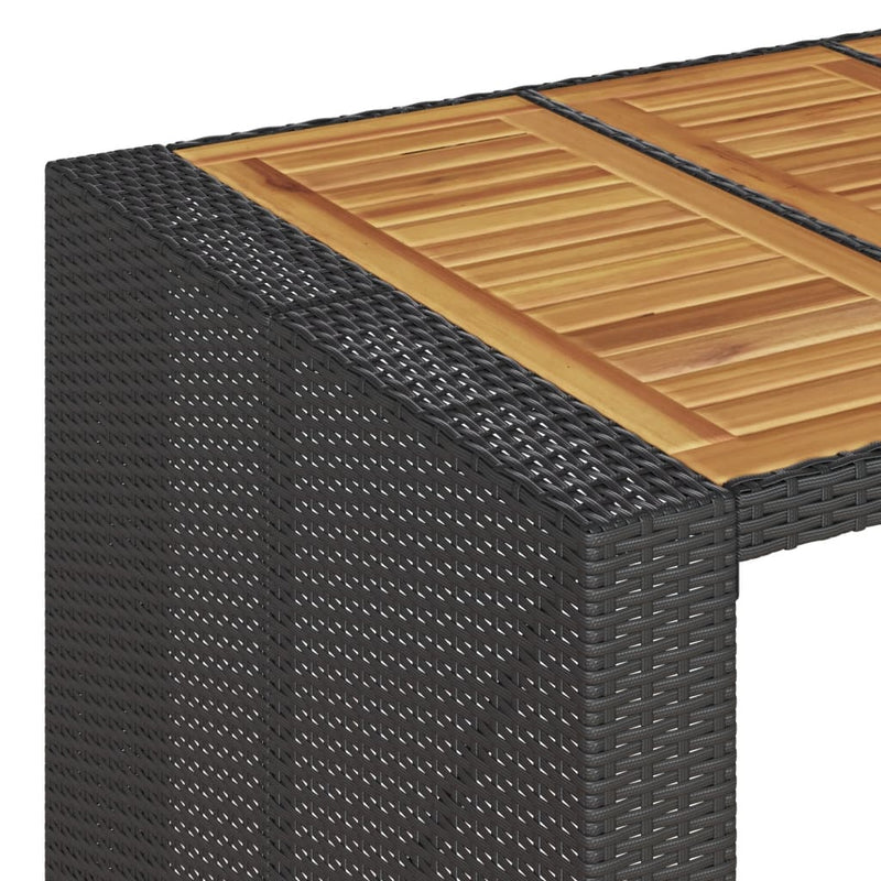 Gartentisch mit Holzplatte Schwarz 145x80x110 cm Poly Rattan