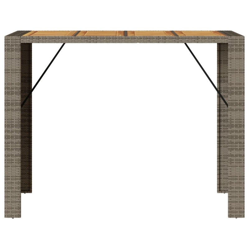 Gartentisch mit Holzplatte Grau 145x80x110 cm Poly Rattan