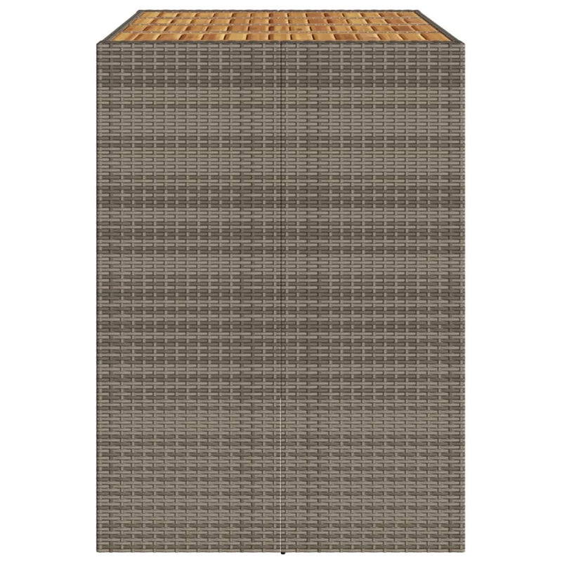 Gartentisch mit Holzplatte Grau 145x80x110 cm Poly Rattan