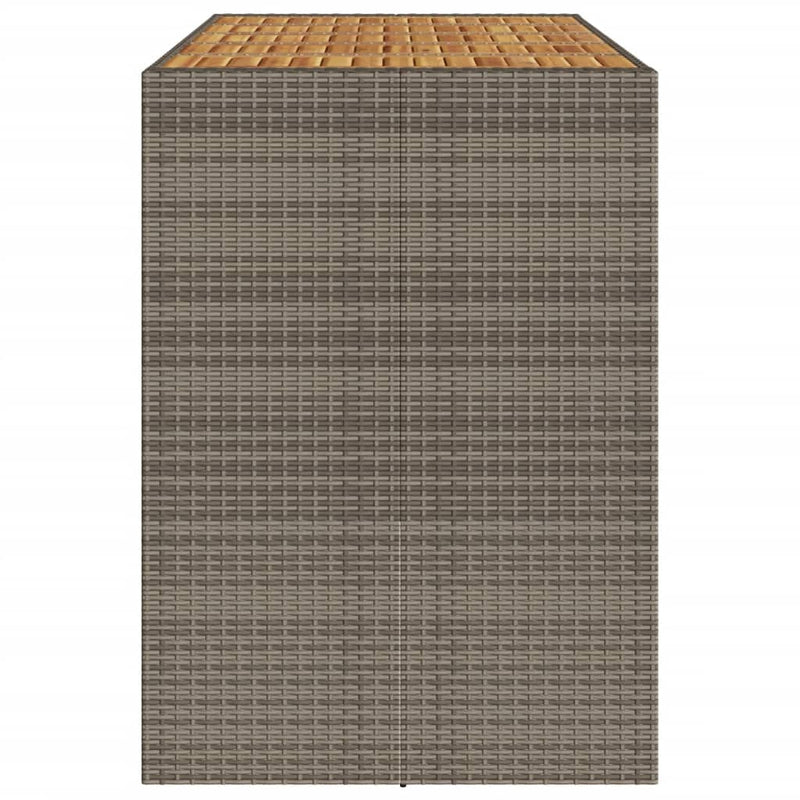 Gartentisch mit Holzplatte Grau 185x80x110 cm Poly Rattan