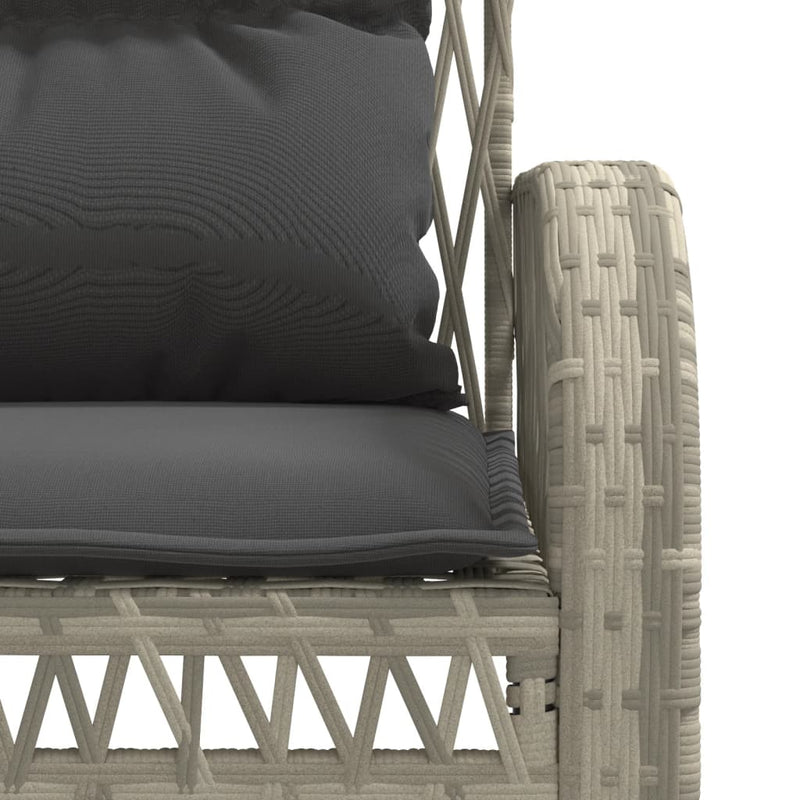 4-tlg. Garten-Sofagarnitur mit Kissen Hellgrau Poly Rattan