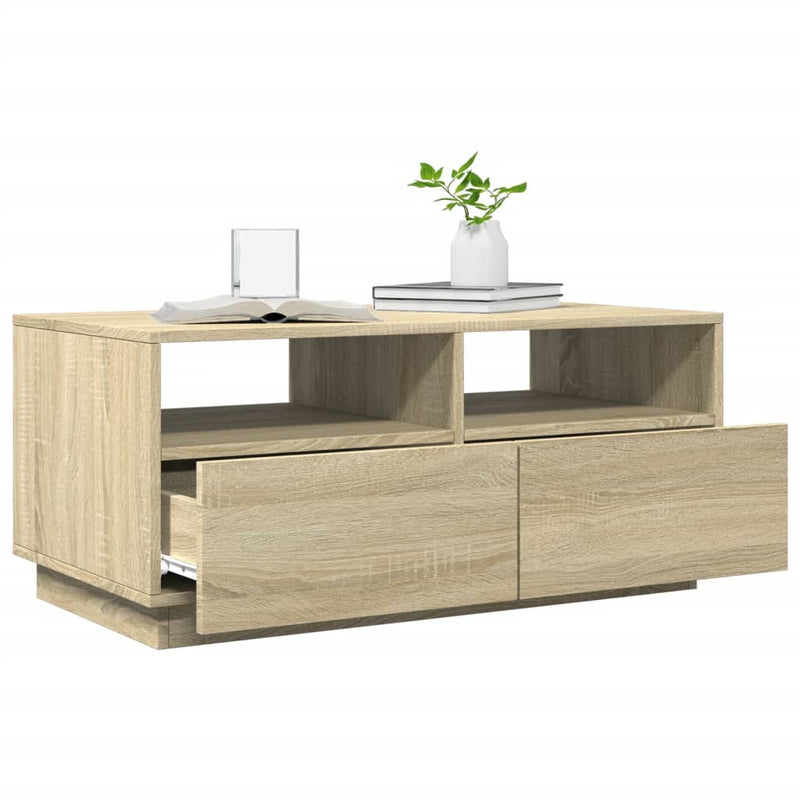 Couchtisch mit LED-Leuchten Sonoma-Eiche 90x49x40 cm