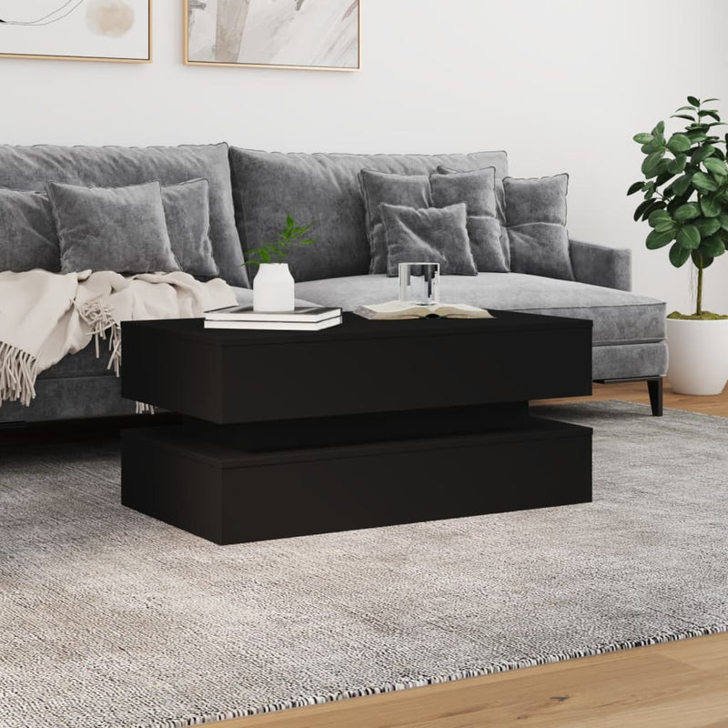 Couchtisch mit LED-Leuchten Schwarz 90x50x40 cm