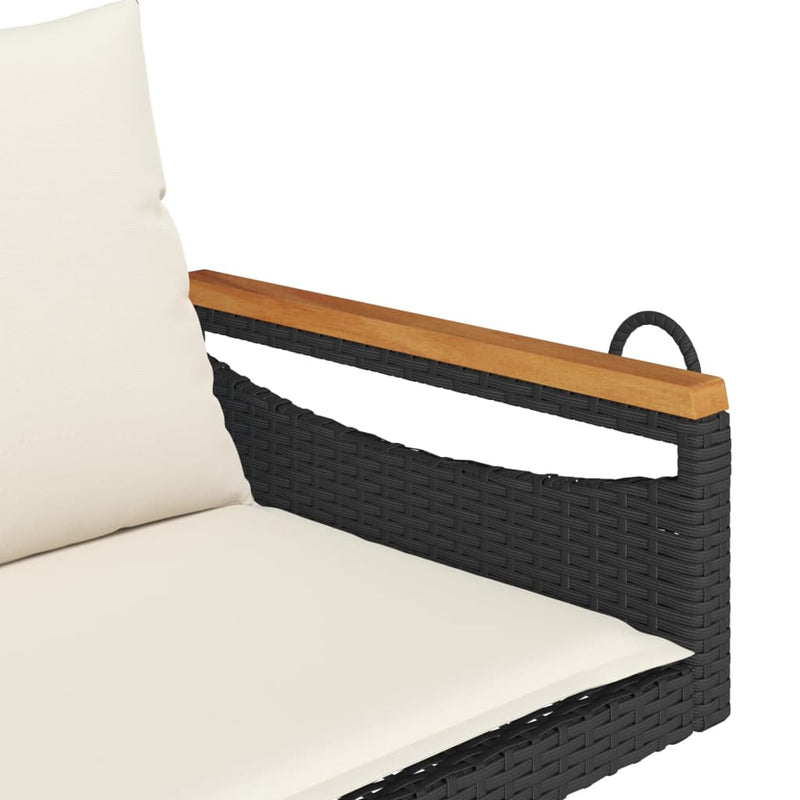 Hängebank mit Kissen Schwarz 109x62x40 cm Poly Rattan