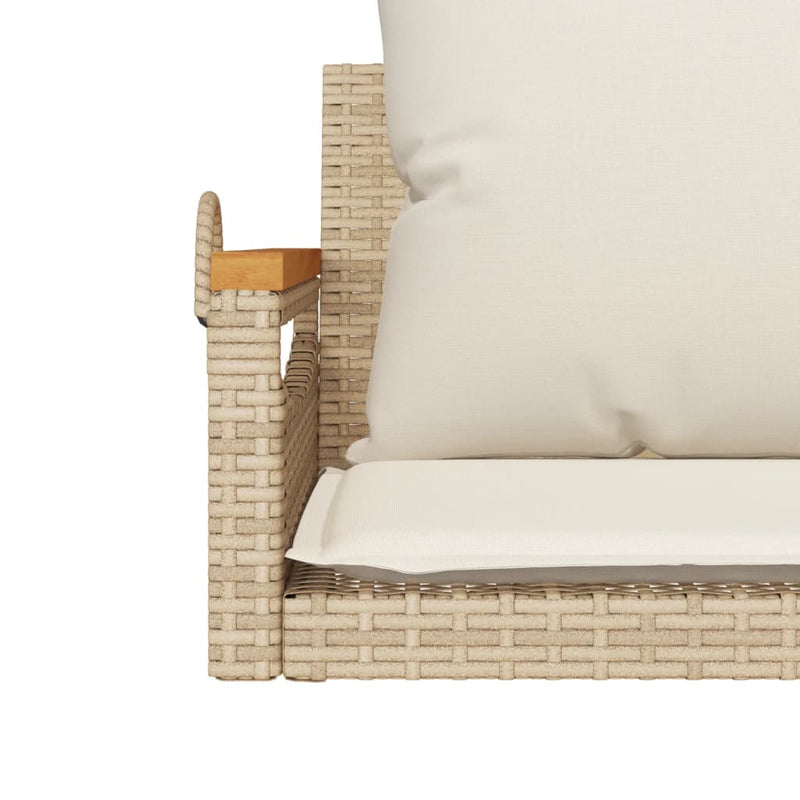 Hängesessel mit Kissen Beige 63x62x40 cm Poly Rattan