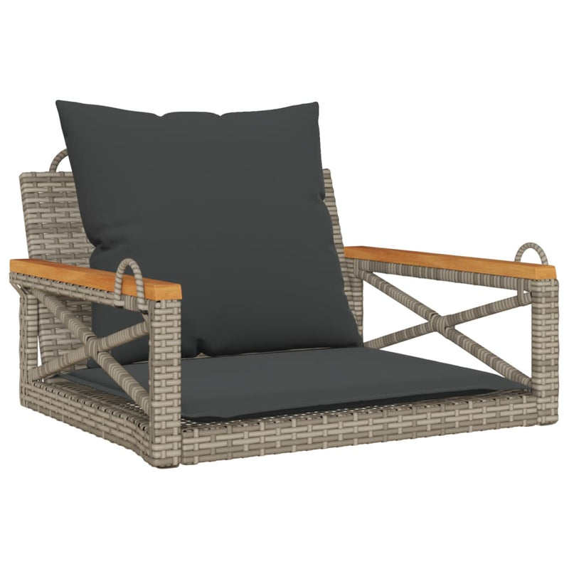 Hängesessel mit Kissen Grau 63x62x40 cm Poly Rattan