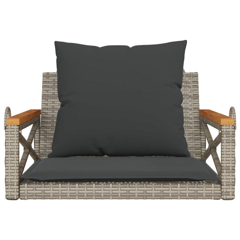 Hängesessel mit Kissen Grau 63x62x40 cm Poly Rattan