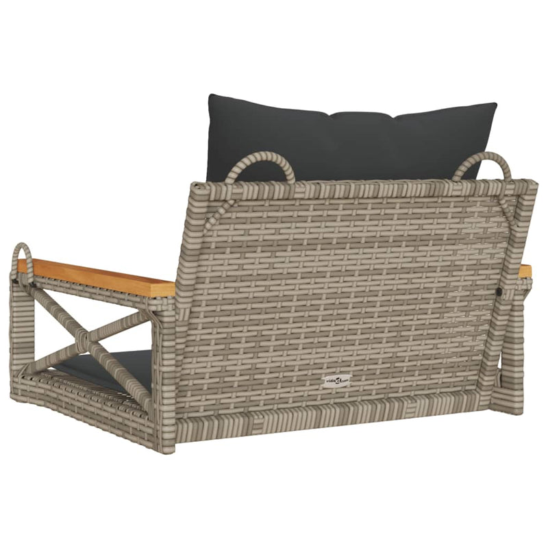 Hängesessel mit Kissen Grau 63x62x40 cm Poly Rattan