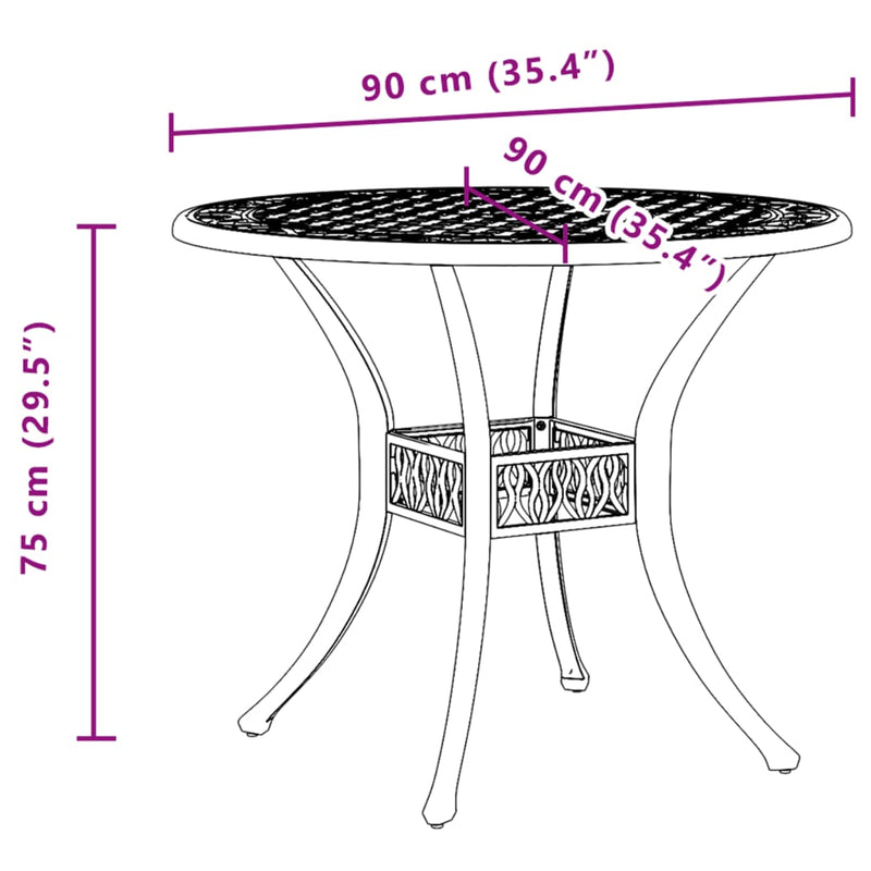 Gartentisch Weiß Ø90x75 cm Aluminiumguss