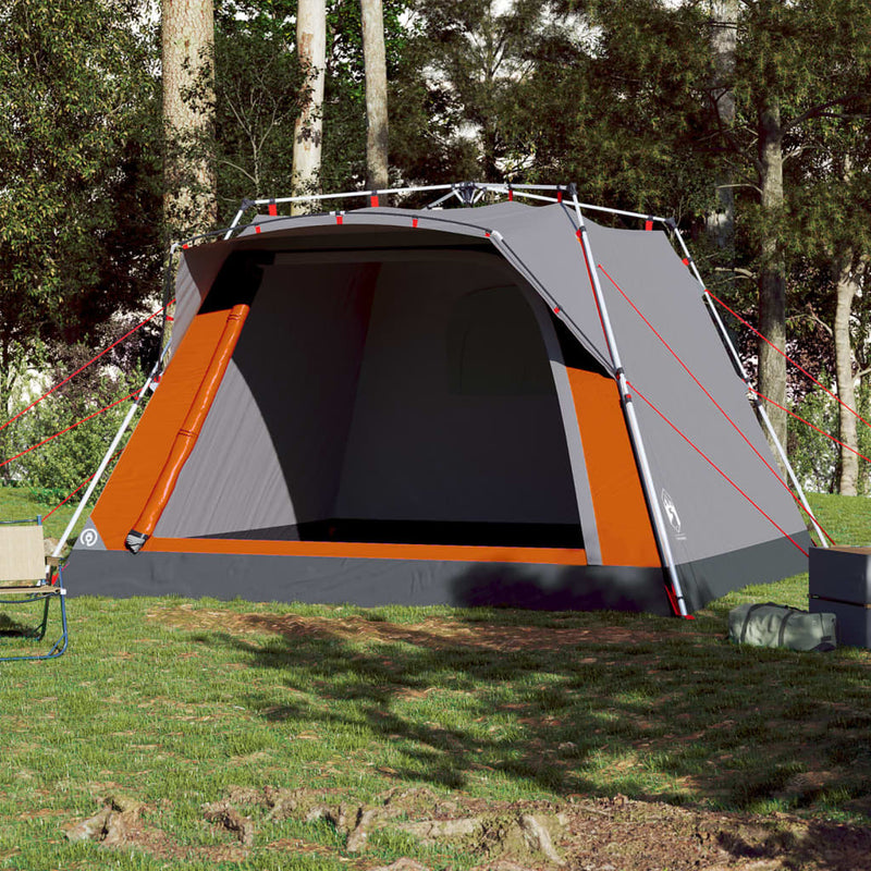 Campingzelt 4 Personen Grau und Orange Quick Release