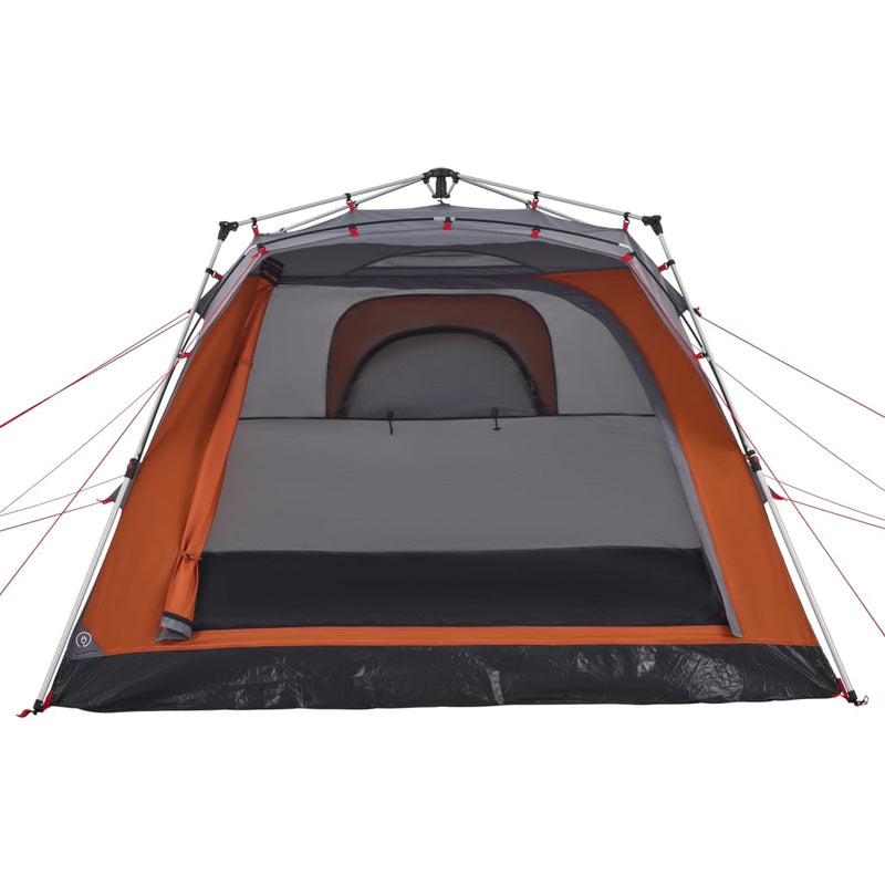 Campingzelt 4 Personen Grau und Orange Quick Release