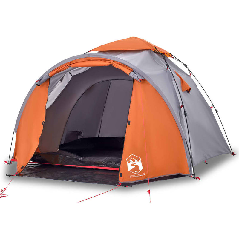 Kuppel-Campingzelt 3 Personen Grau und Orange Quick Release