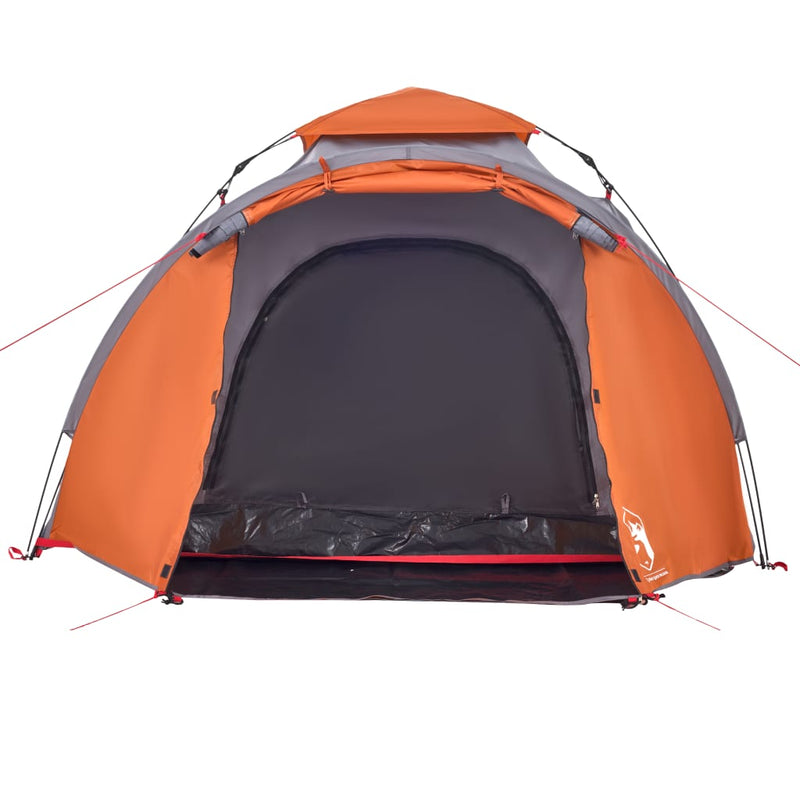 Kuppel-Campingzelt 3 Personen Grau und Orange Quick Release