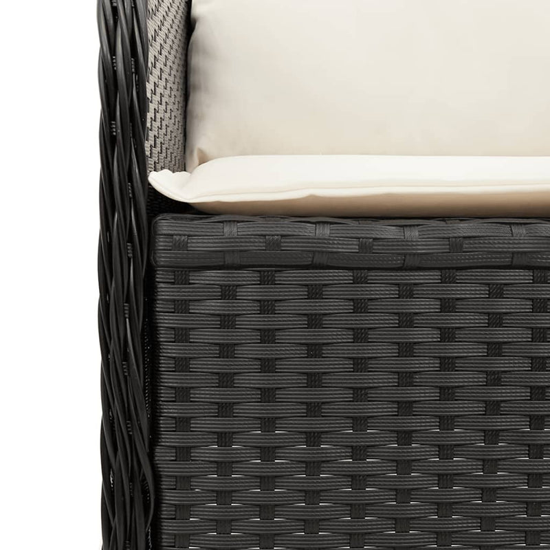 Gartenbank Verstellbar mit Kissen Schwarz Poly Rattan