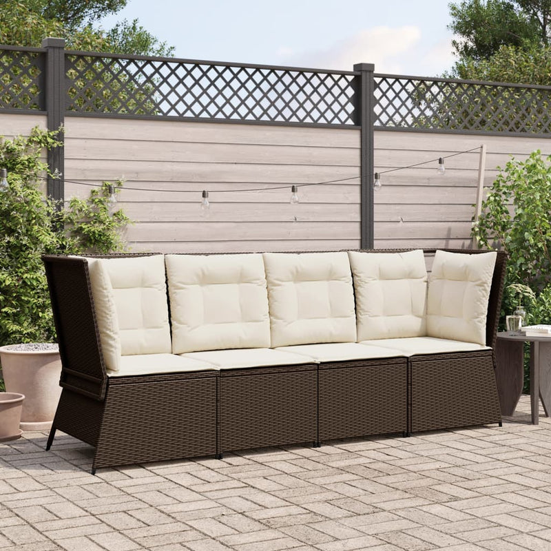 Garten-Ecksofa mit Kissen Braun Poly Rattan