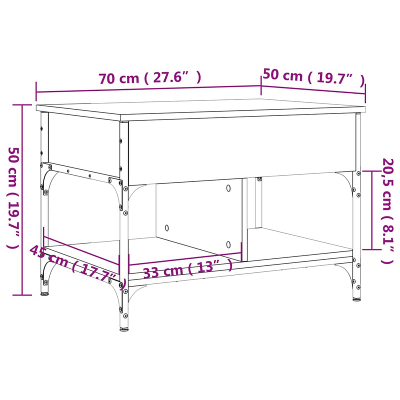 Couchtisch Schwarz 70x50x50 cm Holzwerkstoff und Metall